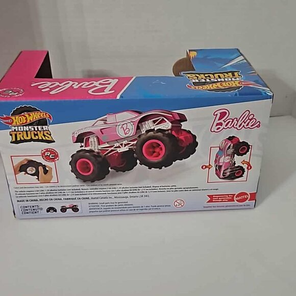 Hot Wheels Barbie Monster Truck RC Battery Powered with Remote Control - Pink - Picture 3 of 3